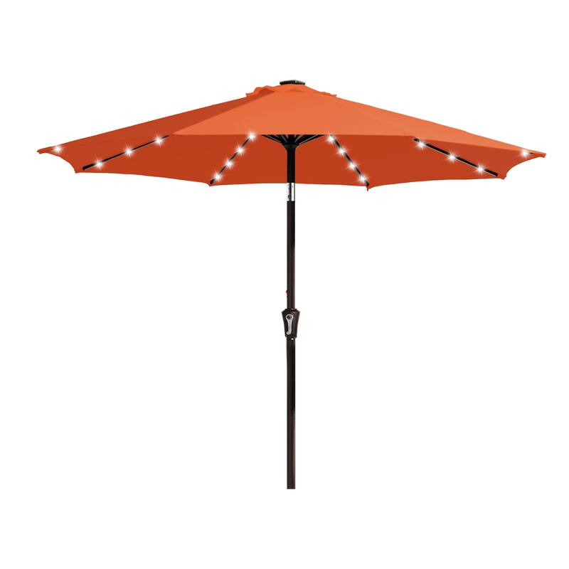 9ft Patio Market Umbrella with LED Lights,Crank & Tilt