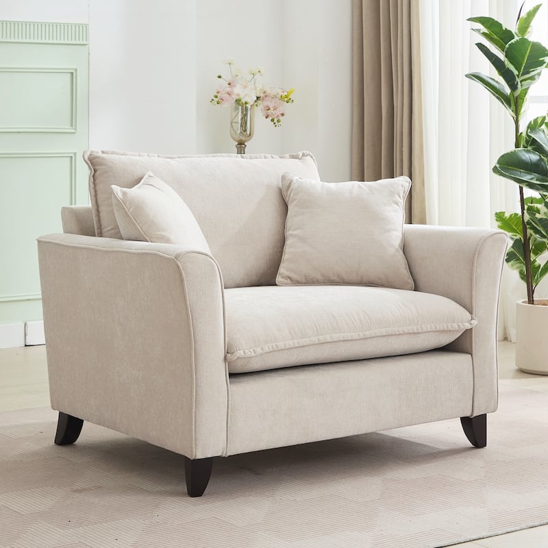 Oversized Armchair, Chenille Fabric, Comfy Chair and a Half Single Sofa with Pillow for Living Room Bedroom Office Apartment