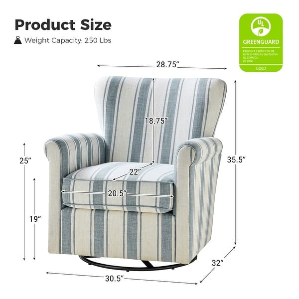 dimension image slide 1 of 6, HULALA HOME Georg Transitional Floral Fabric Swivel Rocker Chair with Removable Backrest and Rolled Armrest Set of 2