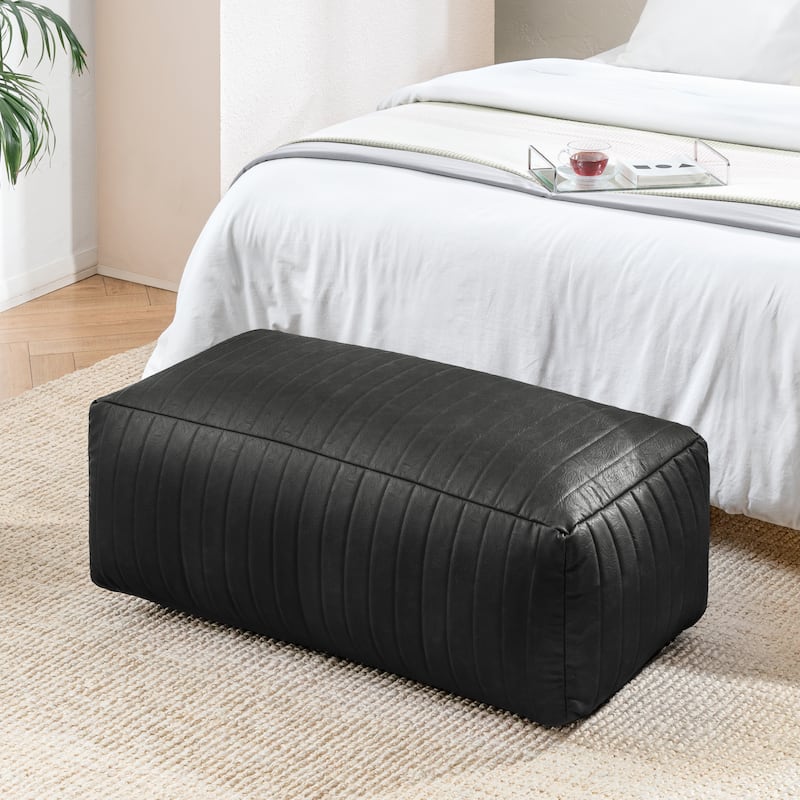 Jani Footrest Bench Ottoman Pouf - Handcrafted for Seating, Footrest, Home Decor for Living Room, Bedroom Pouf - 42" x 22" x 17" - Black