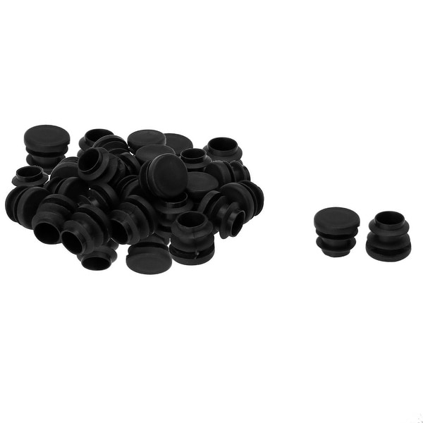 5/8" 16mm OD Plastic Round Tube Ribbed Inserts End Cover Caps 34pcs, 0.51"-0.6" Inner Dia, Floor Furniture Chair Desk Protector