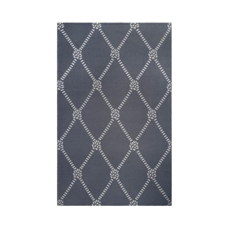 Superior Coastal Geometric Lattice Indoor Outdoor Area Rug