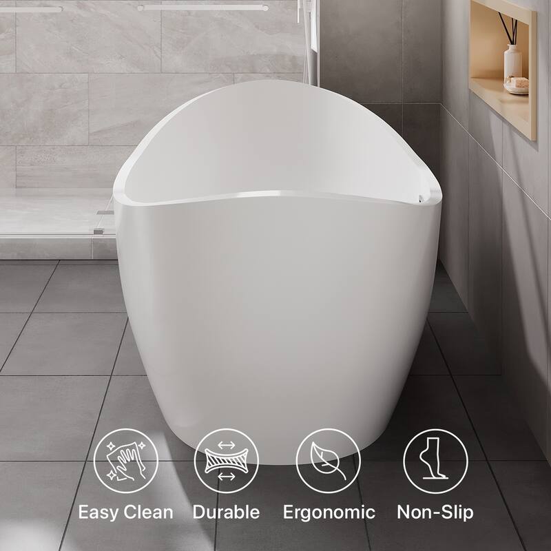 Eviva Bella Glossy White Acrylic Double Slipper Freestanding Bathtub
