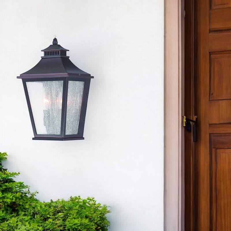 Glass LED Wall Two Light Flush Wall Mount with Steel Accents - 5.5” x 7.5” x 12” (D x W x H)