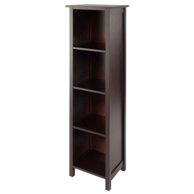 Verona 5-Pc Storage Shelf with 4 Foldable Fabric Baskets, Walnut and Black - 16.38 x 12.99 x 55.98 inches