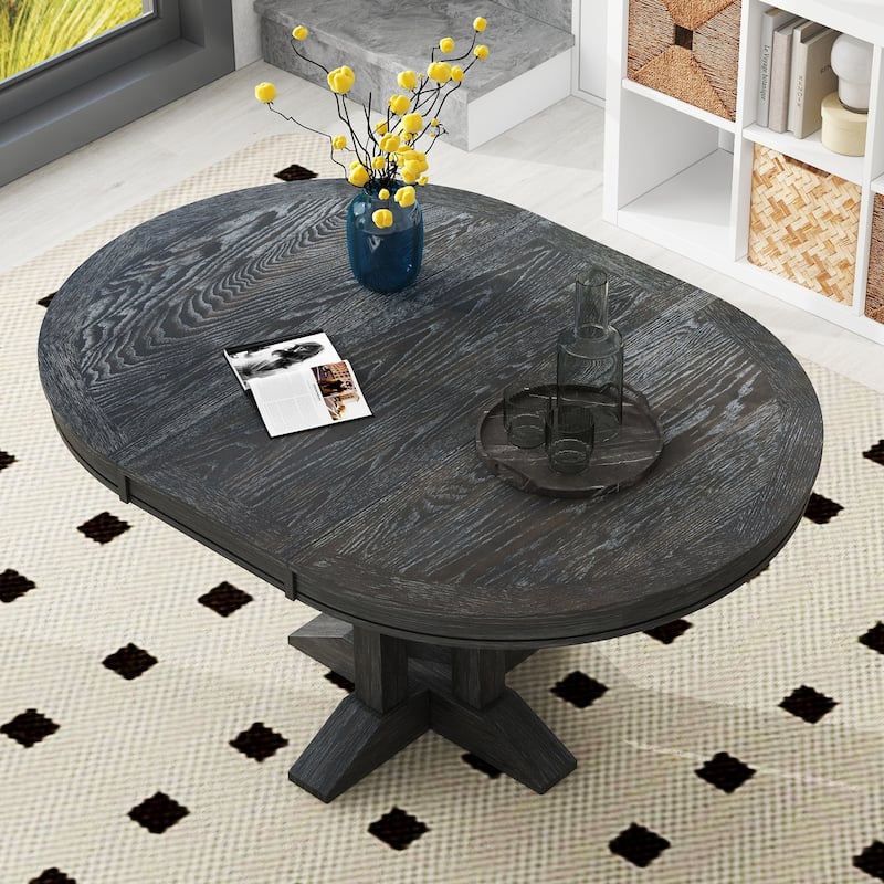 56'' Dining Table Extendable Oval Table