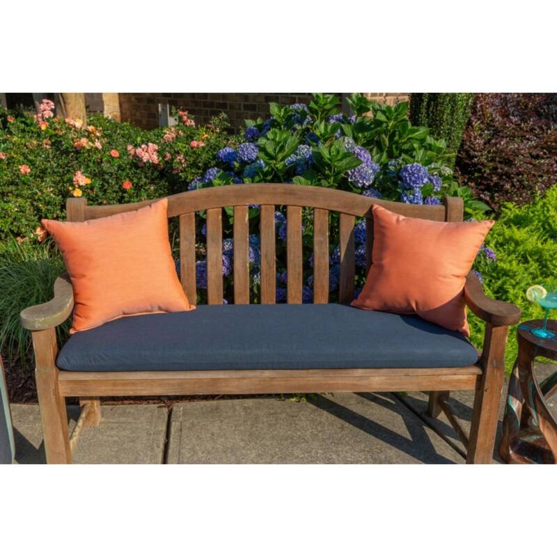 Sunbrella Solid Fabric 1-Piece Indoor/Outdoor Bench Cushion, 48"W x 18"L