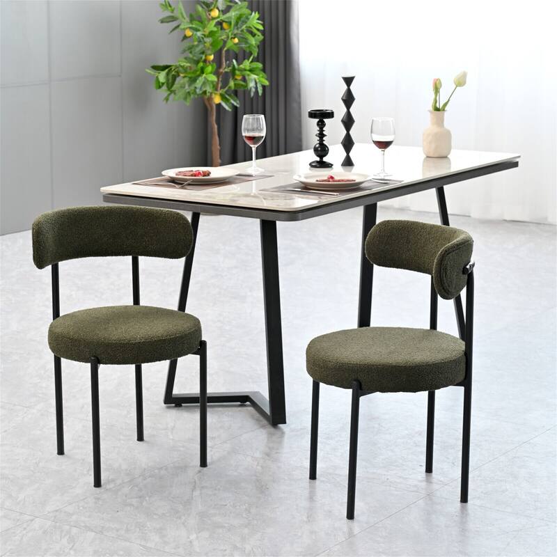 Mid-Century Modern Curved Backrest Chair Set of 2