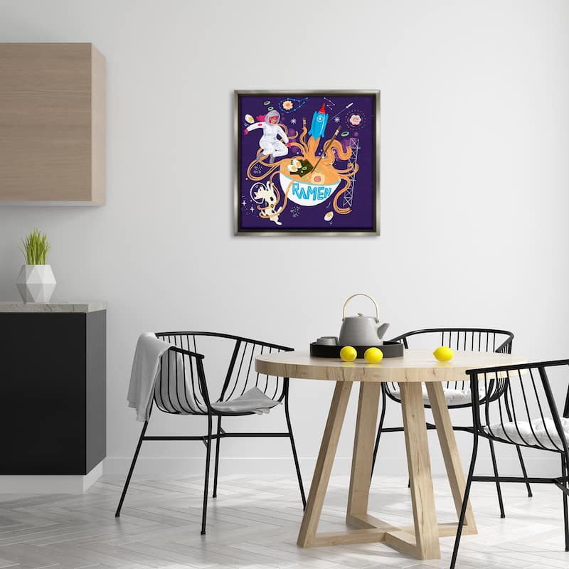Stupell Whimsical Ramen in Space Framed Floater Canvas Wall Art Design By Juliet Rose Philips