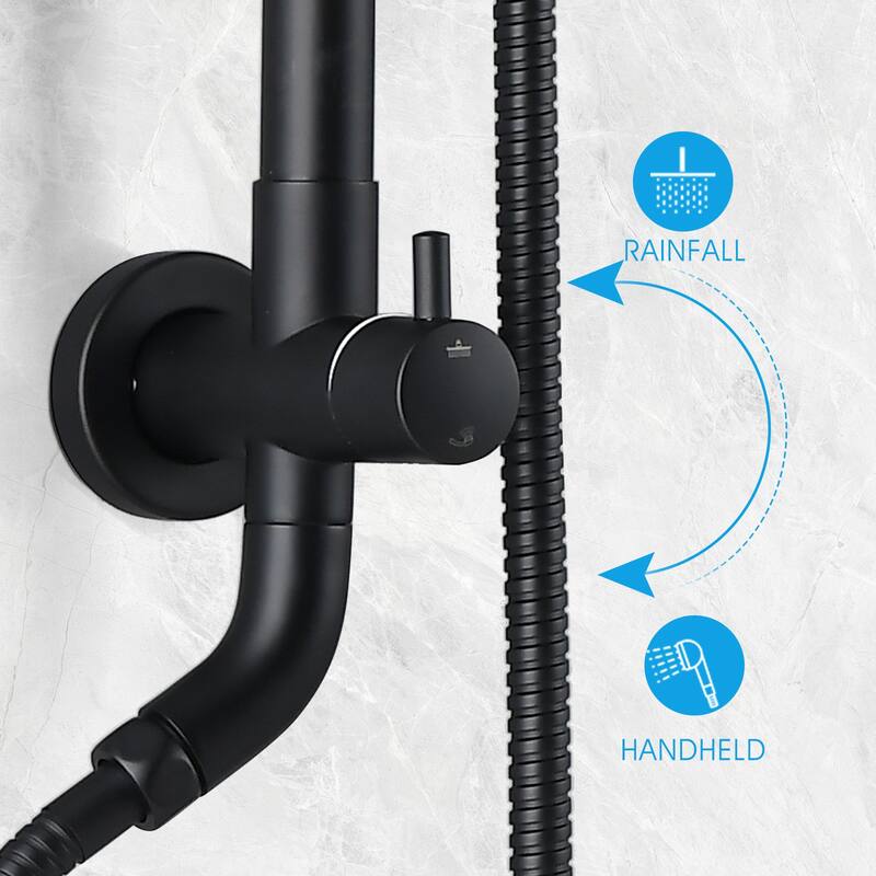 10-Inch Matte Black Shower System with Slide Bar, 3-Function Hand Shower&Soap Dish, Air Injection Rainfall Shower Combo​
