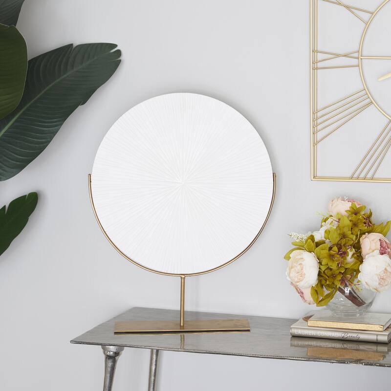 CosmoLiving by Cosmopolitan Gold, Black or White Wood Carved Starburst Decorative Sculpture with Stand