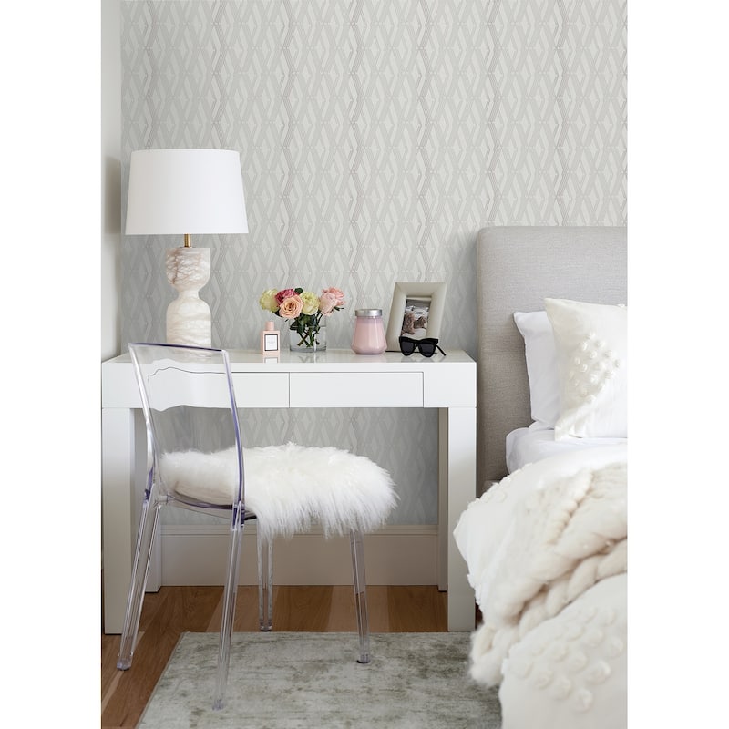 A-Street Prints Ushas Platinum Diamond Wallpaper