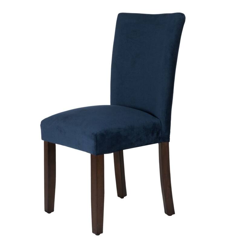HomePop Classic Velvet Parsons Dining Chair - Dark Navy Blue Velvet (Set of 2)