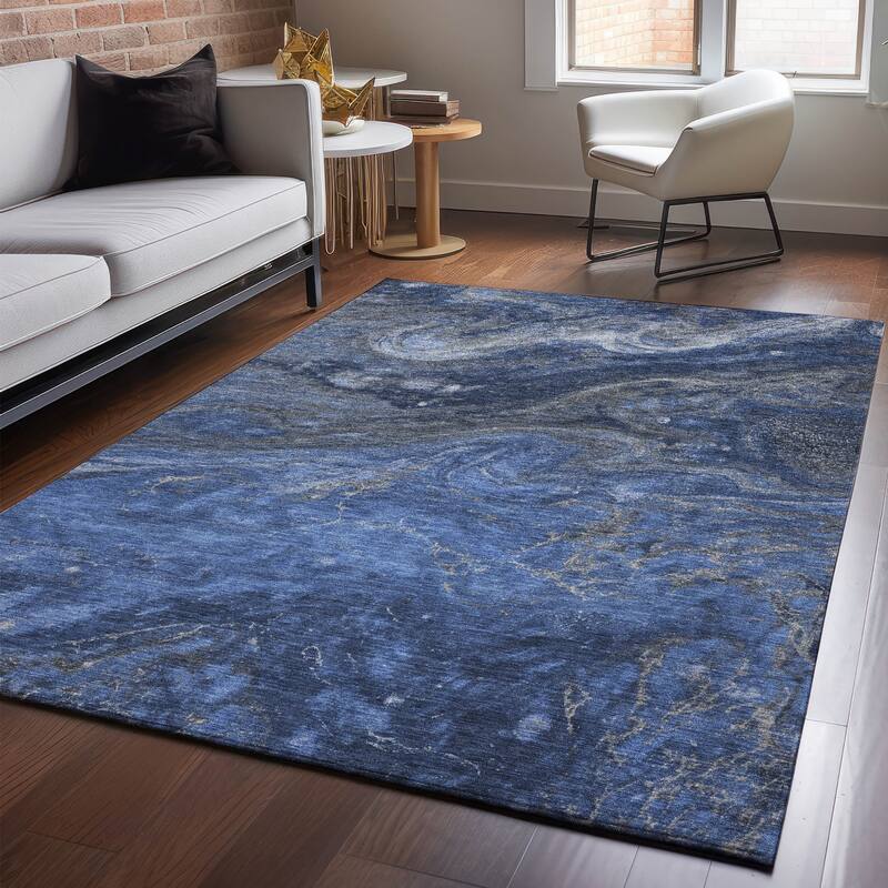 Premium Washable Super Soft Abstract Cosmic Mayfield Rug - Blue - 10' x 14' - Rectangle