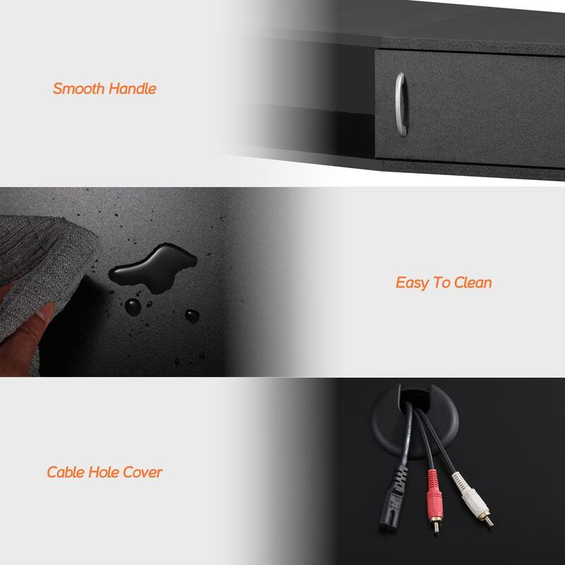 Floating TV Stand with Charging Station and LED Light