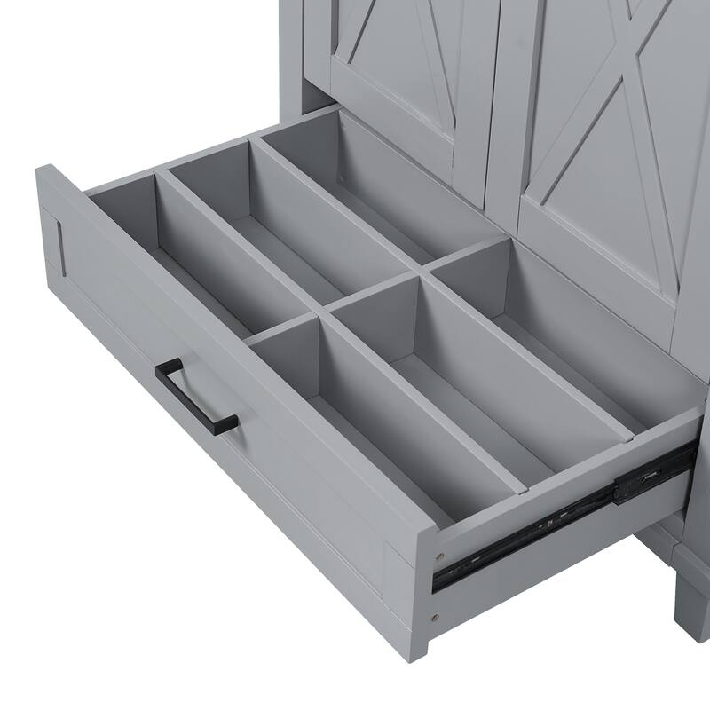 Freestanding Bathroom Vanity with Divided Drawer and Dual Storage Shelves and 2 Soft-Close Doors, for Small to Medium Bathrooms