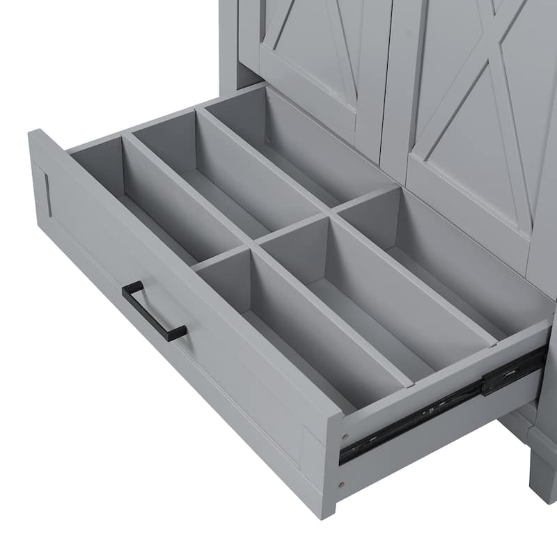 Roomfitters 30" Bathroom Vanity with Ceramic Sink, Solid Wood Frame, 2 Soft-Close Doors, Drawer and Storage Shelves