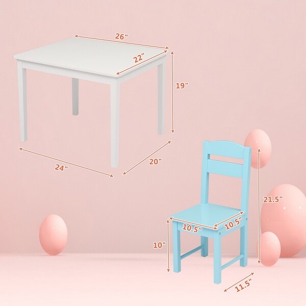 Children's Wooden Table And Chair Set Pine(One Table With Four