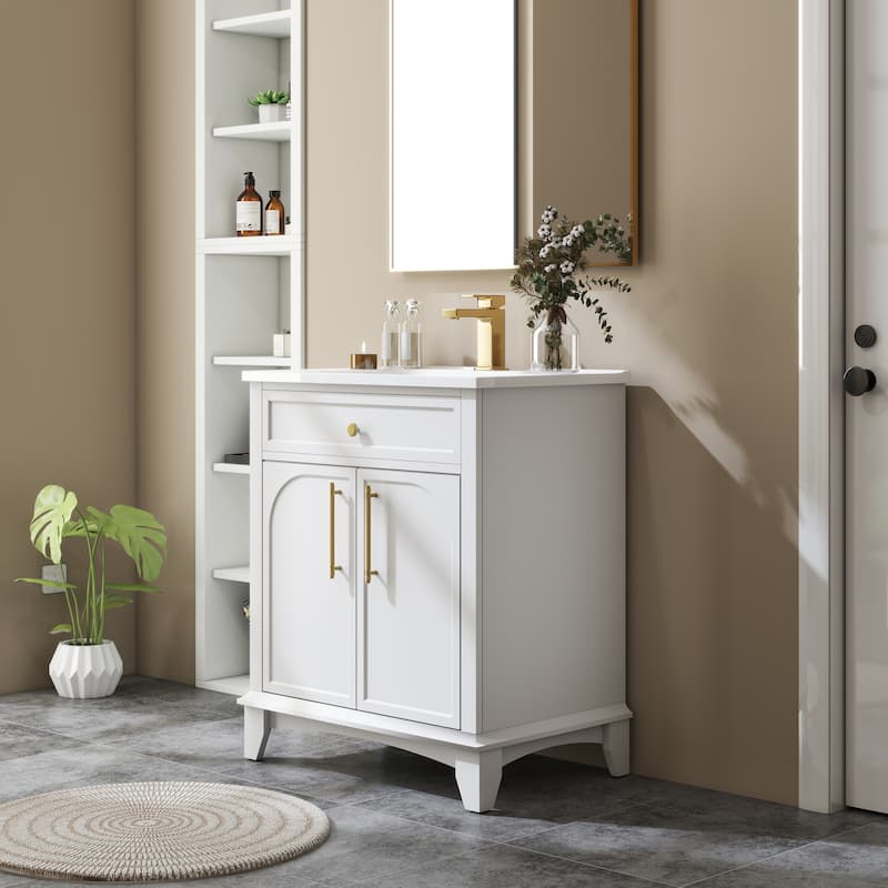 28" Freestanding Bathroom Vanity Cabinet with Sink