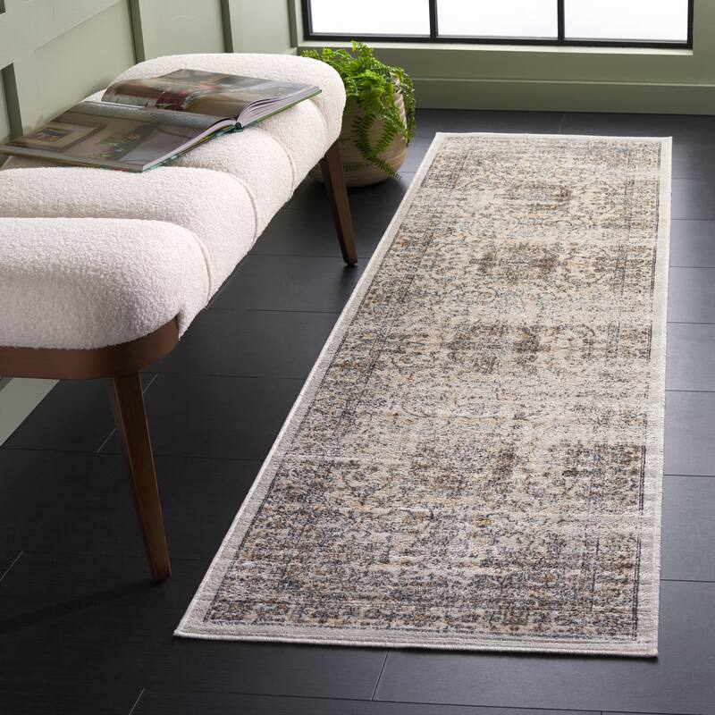 SAFAVIEH Atlas Giacinta Vintage Oriental Viscose Rug - 2'2" x 8' Runner - Beige/Grey