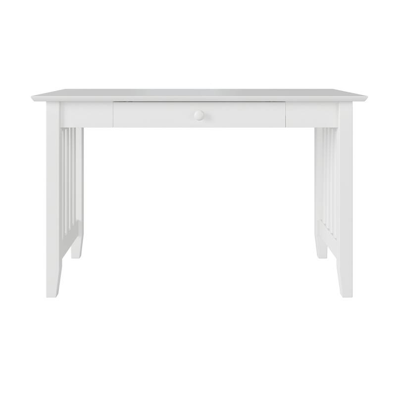 Mission Writing Desk with Drawer and Built In USB Charger in White