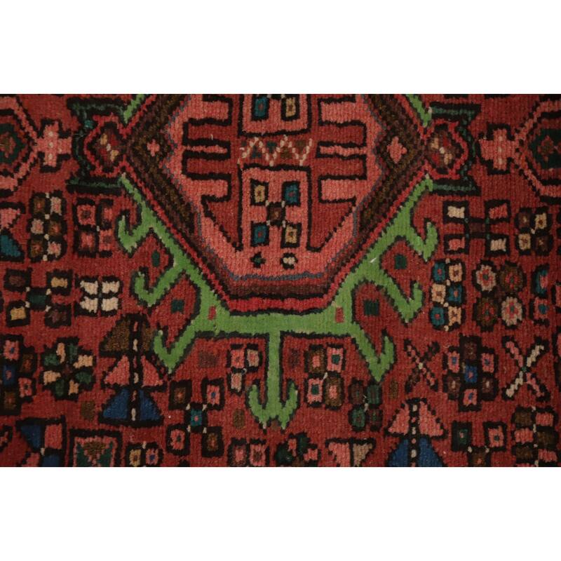 Hand Knotted Oriental 100% Wool Carpet Traditional Tribal Oranges & Rust Gharajeh Runner Rug - 9' 4'' X 2' 7''