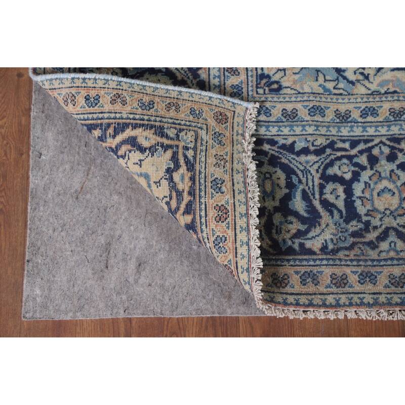 Hand Knotted Oriental 100% Wool Carpet Traditional Floral Oranges & Rust Mashad Area Rug - 9' 11'' X 6' 6''