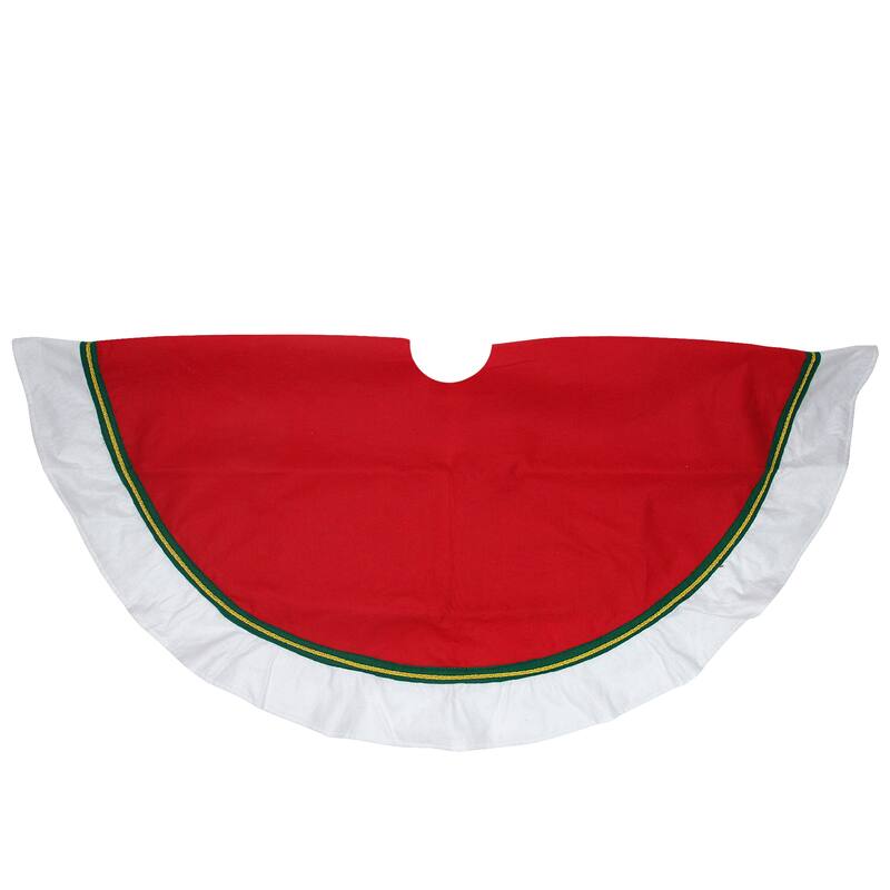 48" Red and White Contemporary Christmas Tree Skirt - 48