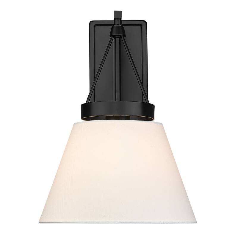 Golden Lighting Penn 1-light Wall Sconce in Matte Black and Modern White shade