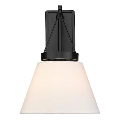 Penn 1 Light Wall Sconce - Matte Black with Modern White Shade - Matte Black with Modern White Shade