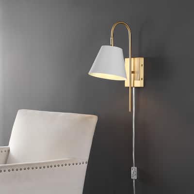 SAFAVIEH Lighting Rhoeva 11-inch Wall Sconce (LED Bulbs Included) - 7.6 in. W x 10.5 in. D x 18 in. H