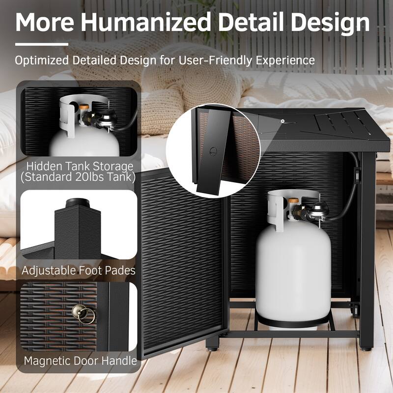 Pocassy Patio Sofa Swivel Chairs w/ 43in Fire Pit Table Set