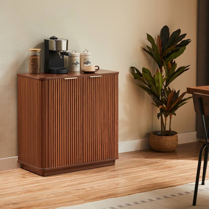 Anmytek Kitchen Buffet Cabinet Sideboard with Storage Curved wave Design for Dining Room,Bedroom,Hallway