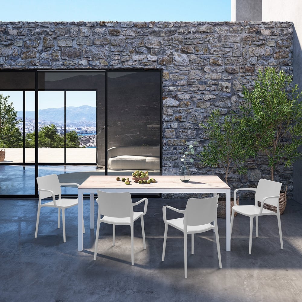 WRGHOME Modern Stacking Patio Dining Armchair Indoor/Outdoor (Set of 2) - 31.30'' H X 22.16'' W X 21.06'' D