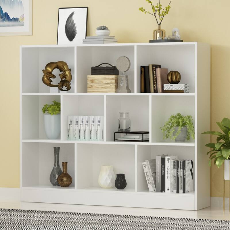40.9'' H x 47.2'' W Geometric Bookcase Living room storage bookshelf