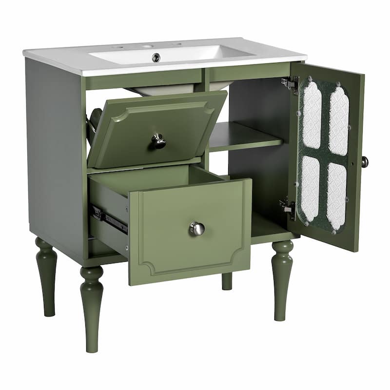 Retro 30" Bathroom Vanity with Resin Sink