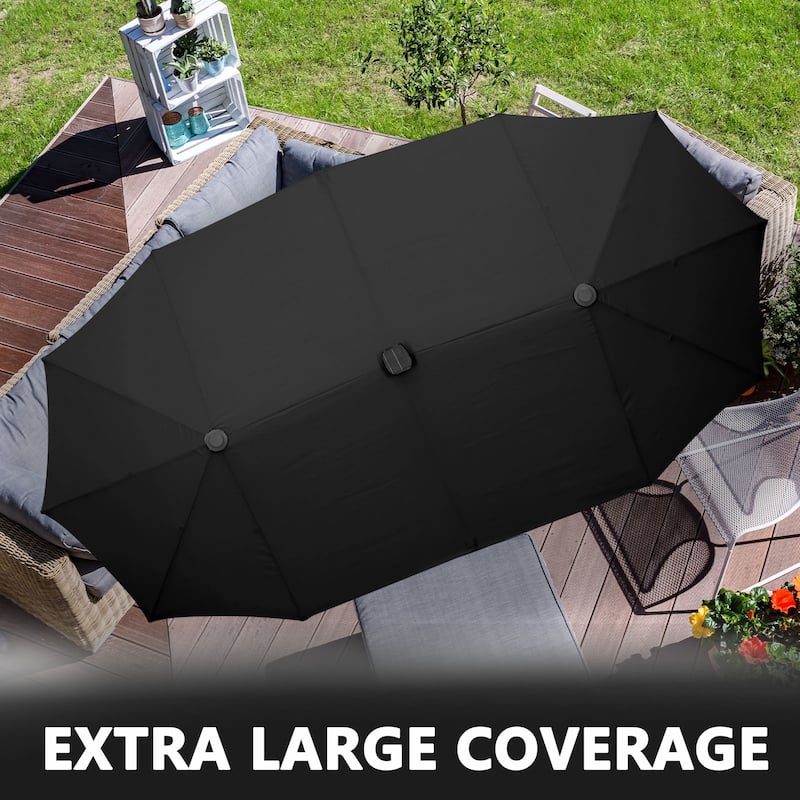 Autlaycil 13 ft Patio Umbrella with Crank Outdoor Umbrella with Base