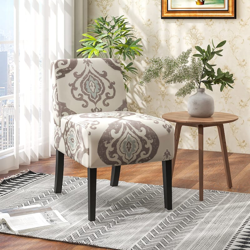 Gymax 2PCS Armless Accent Chair w/ Rubber Wood Legs Modern Vanity