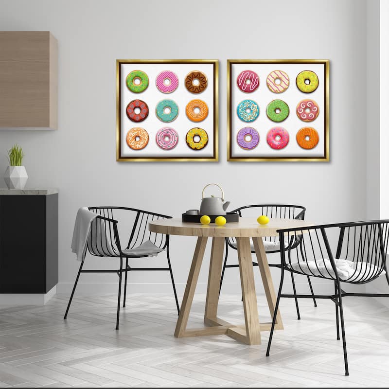 Stupell Bright & Fun Donuts Framed Floater Canvas Wall Art Design By Marcus Prime (Set of 2)
