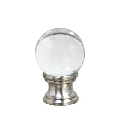 Aspen Creative 1Pk Clear Glass Ball Lamp Finial, Nickel, 1 1/2" Tall