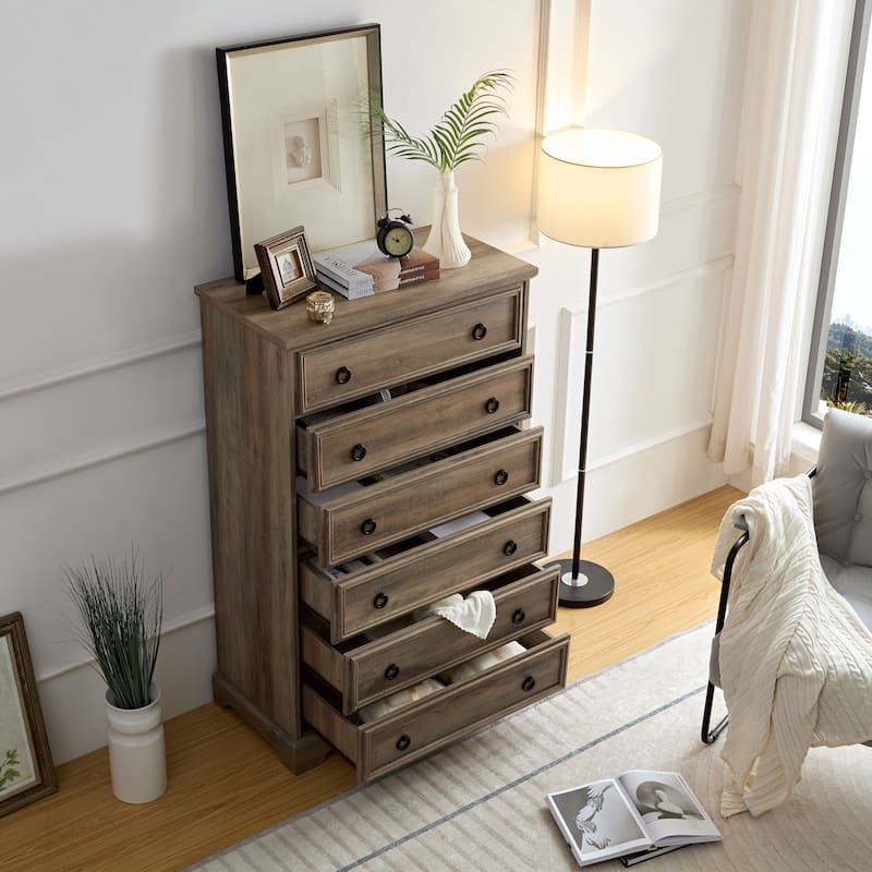 Roomfitters Modern 6 Drawer Dresser, Dressers for Bedroom, Tall Chest of Drawers Closet Organizers & Storage Clothes