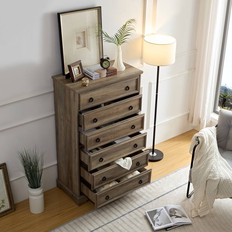 Tall 6 Drawer Dresser for Bedroom Storage, Closet Organizer, Modern Design