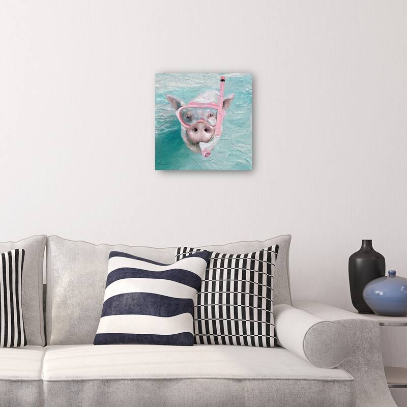 Snorkle Pig By Studio Arts Canvas Art Print