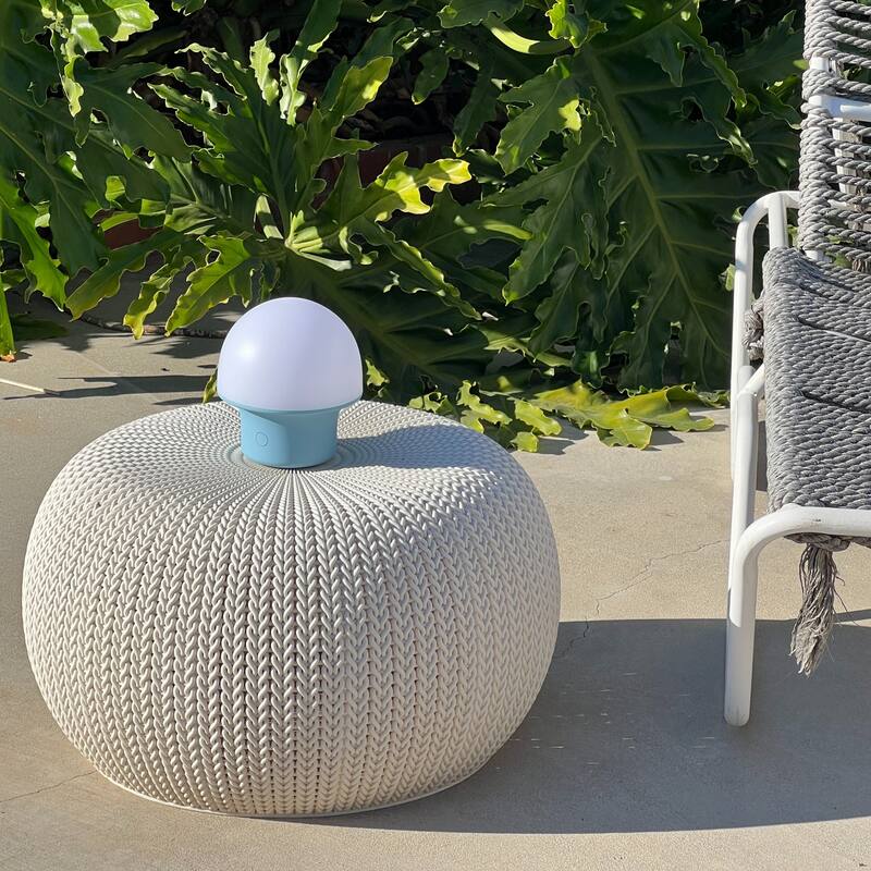 Portobello 6.6 in Matte Blue Modern Portable Indoor/Outdoor Integrated LED Bedside Table Lamp with Built-In Dimmer