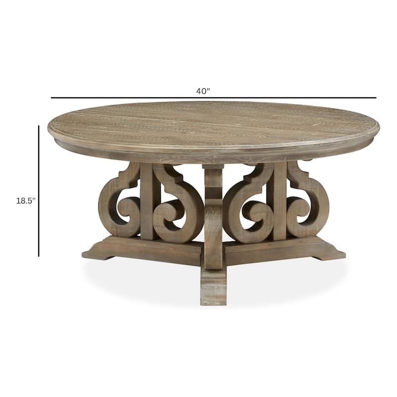 Magnussen Home Tinley Park Dove Tail Grey Round Cocktail Table - 40''W x 40''D x 18.5''H