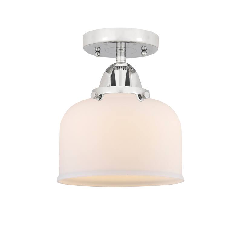 Innovations Lighting Nouveau 2 Bell - 1 Light 8" Semi-Flush Mount - Polished Chrome/Matte White