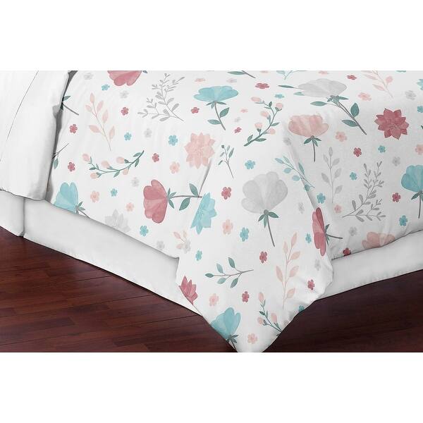 Pop Floral Rose Flowers Girl 3pc Full Queen Comforter Set Blush Pink Teal Turquoise Aqua Blue Grey Boho Shabby Chic Watercolor Overstock 32222532