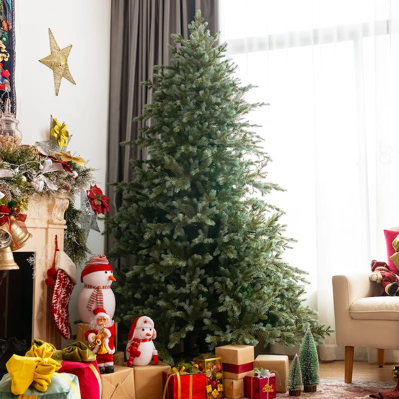 Costway 7ft Artificial Christmas Spruce Hinged Tree w/ 1260 Mixed PE &