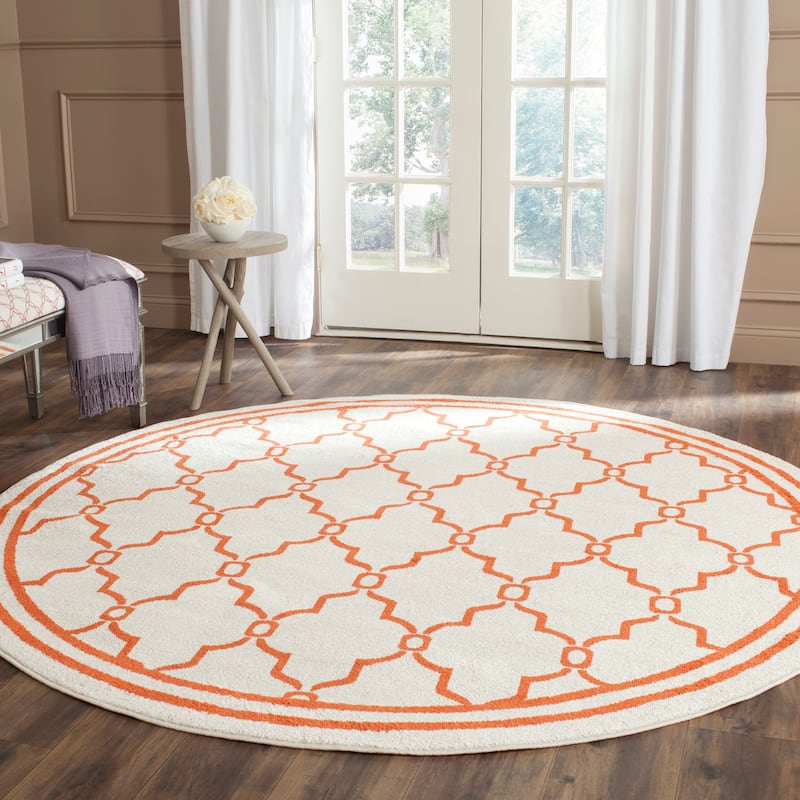 SAFAVIEH Amherst Nargis Modern Rug - 7' Round - Beige/Orange