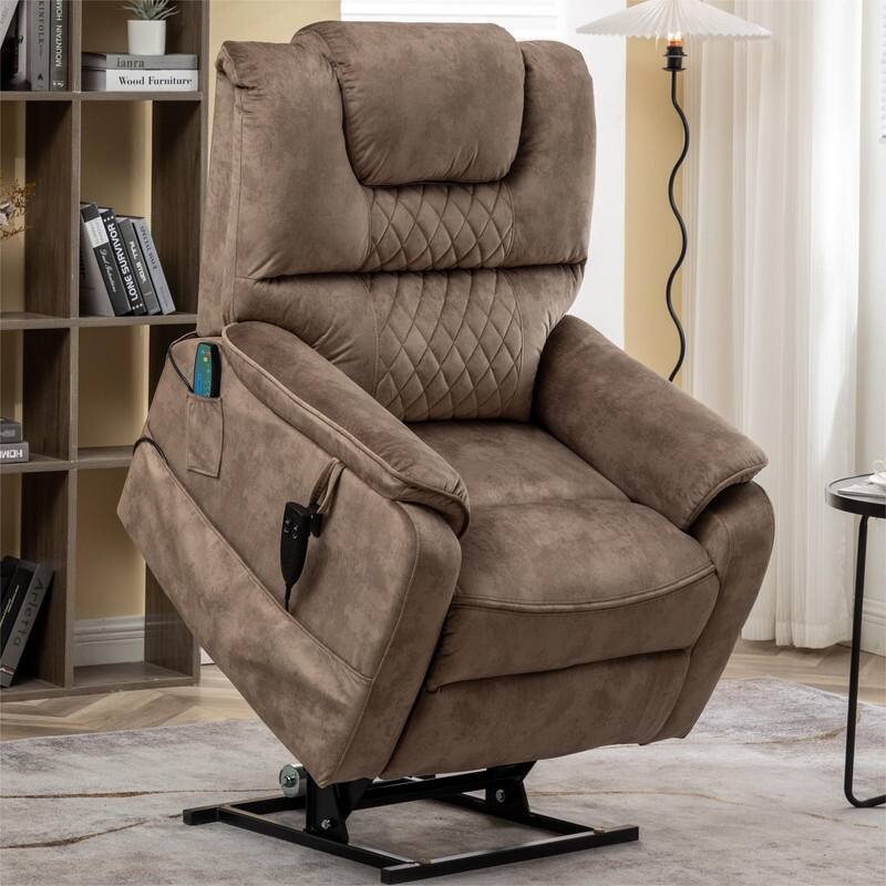 Best Choice Leather Dual Motor Power Lift Recliners - Lift Assist Recliner with Massage/Heating 400lbs